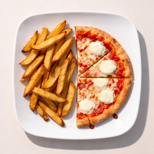 1/2 Pizza & Chips With 2 Topping 